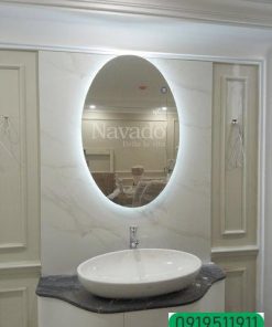 Gương phòng tắm đèn led trắng hình Elip