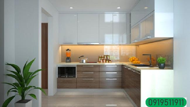 Mẫu tủ bếp chữ L đơn giản