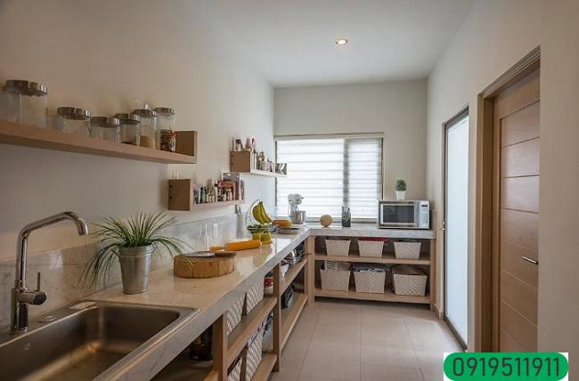 Tủ bếp đơn giản hiện đại thiết kế mở
