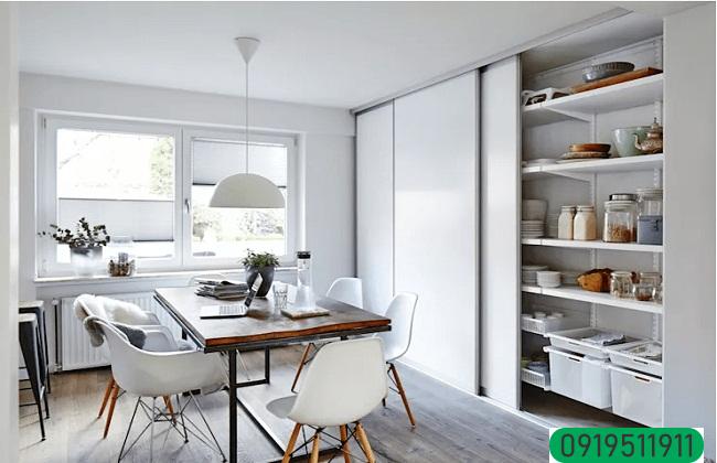 Tủ bếp đơn giản hiện đại cửa lùa
