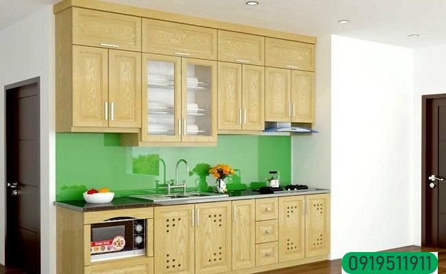 Tủ bếp gỗ sồi trắng đẹp