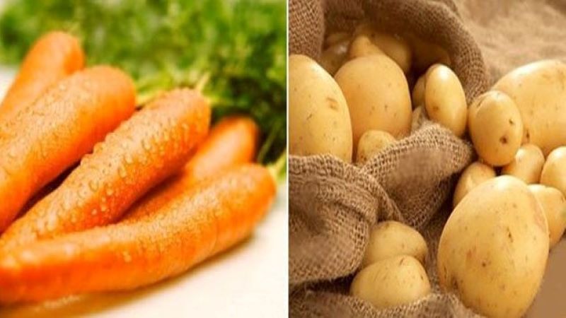 Khoai tây và cà rốt tươi