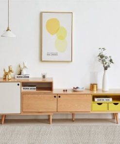Kệ tivi gỗ hiện đại gỗ sồi tự nhiên phun sơn GHS-3357